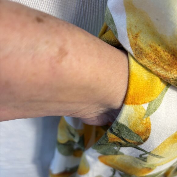 Anne Klein Lemon Print Sleeveless Fit & Flare Dress With Waist Tie Size 6 White/ - Picture 11 of 11